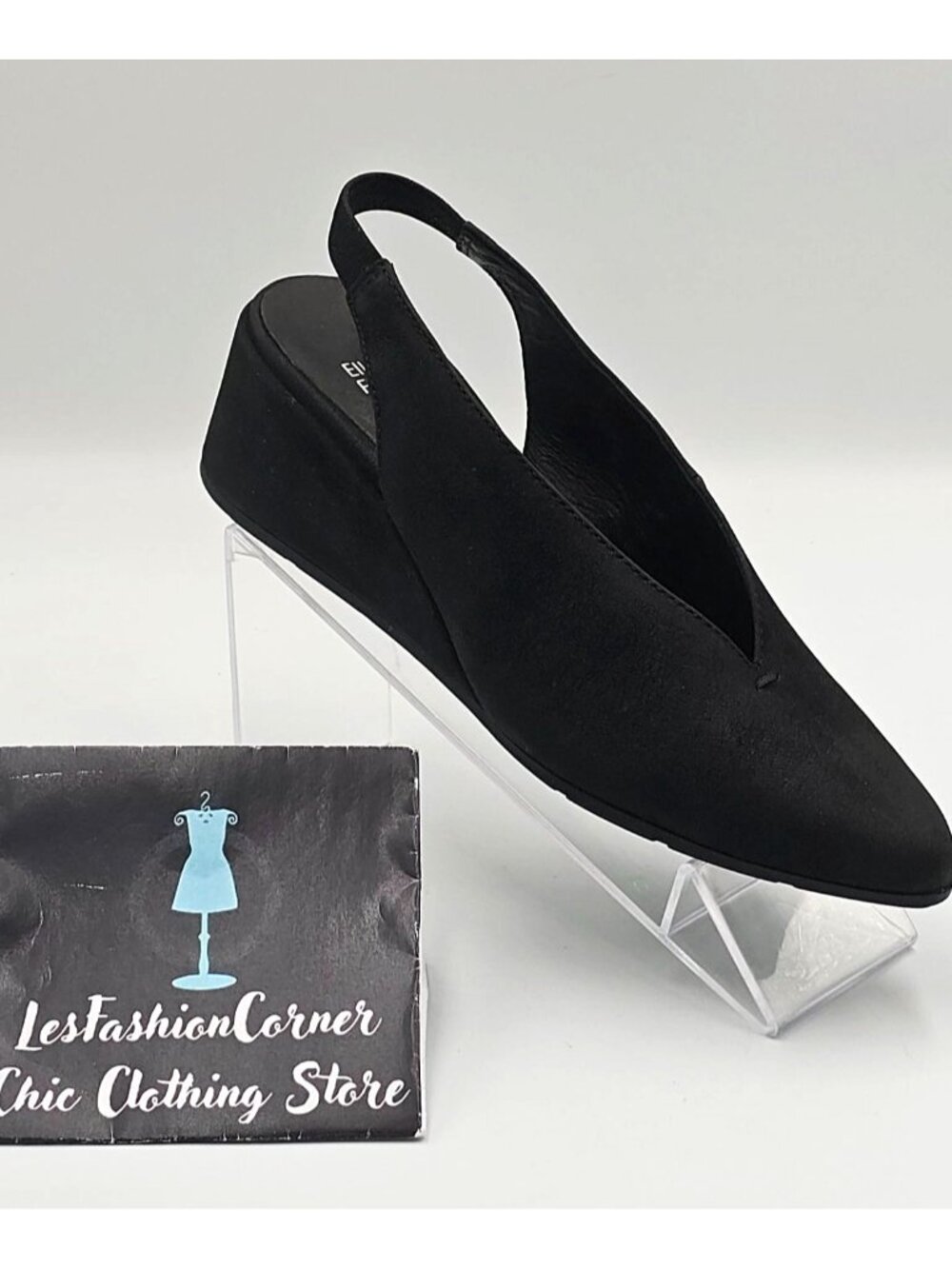 Eileen Fisher Womens Black Nubuck Leather Devi Tumbled Slingback Shoes Sz 6 2917 - Picture 15 of 16